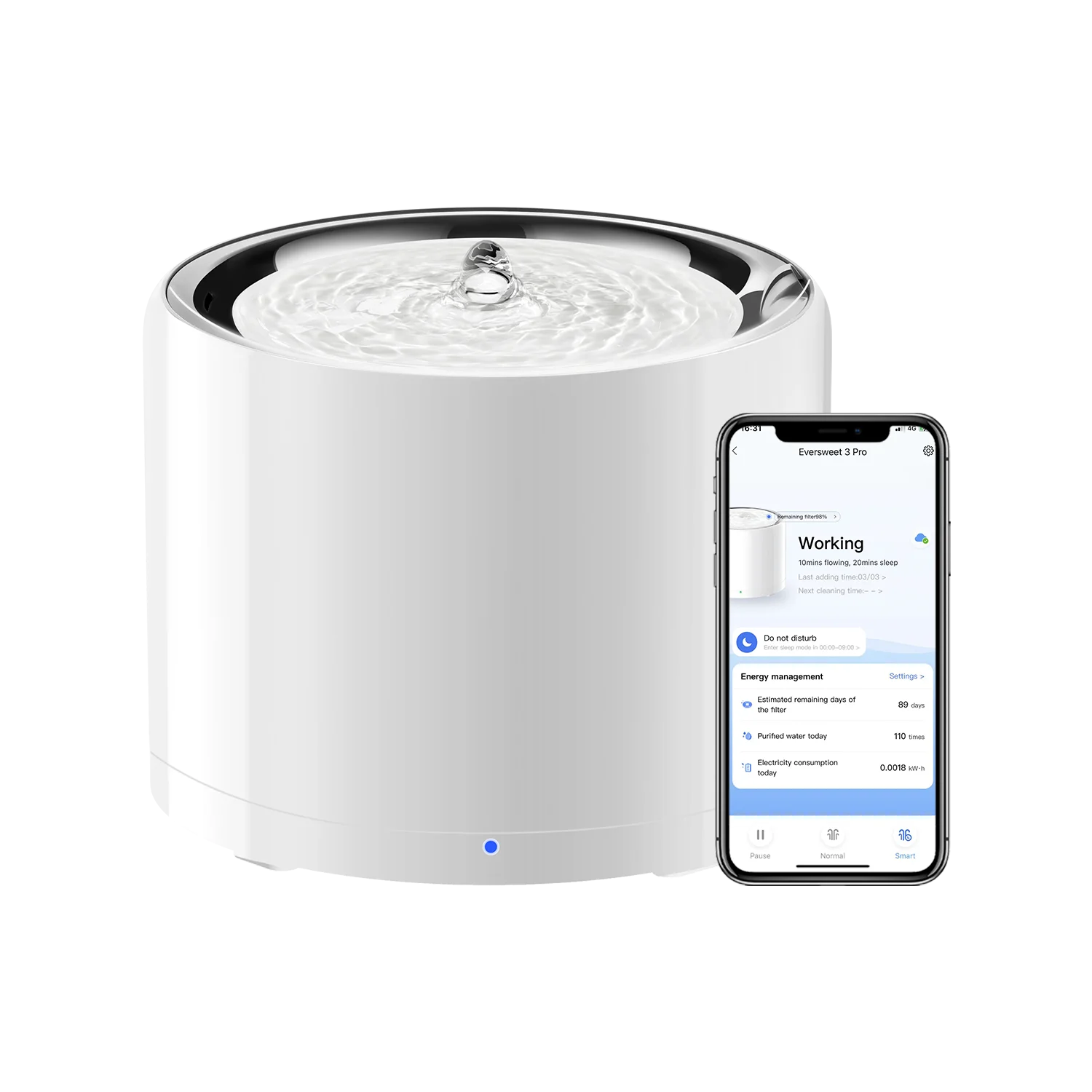 Automatic Pet Feeder - CANBOUN EVERSWEETシリーズ ペットスマートウォーターファウンテン ワイヤレス超静音ポンプとアプリ制御自動給水器付き