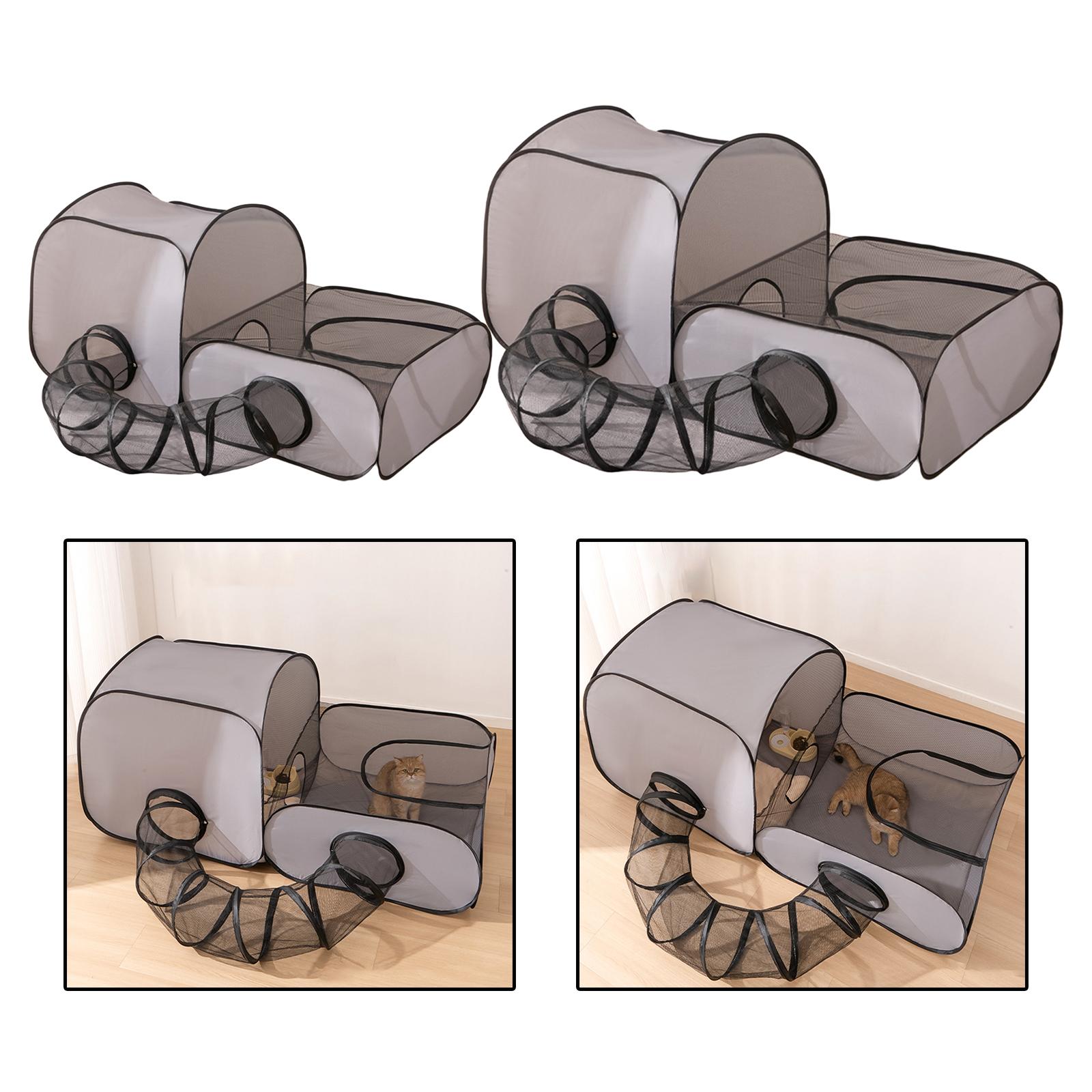 Cat Tunnel Toy - 猫用チューブトンネルケージハウス折りたたみ式ポータブル隠れ家遊び場2in1プレイトンネル子猫用室内ハムスター子犬ウサギ犬用