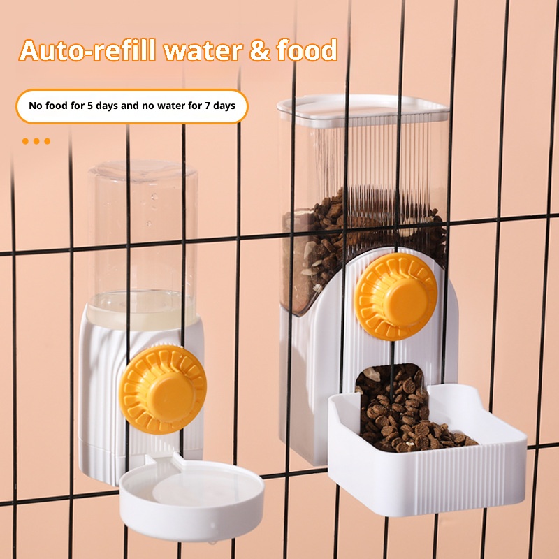 Automatic Pet Feeder - 自動吊り下げ式猫ケージ給水器＆フィーダー 大容量漏れ防止設計 ペット給水システム ペット用品