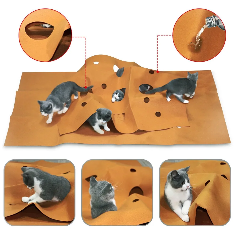 Cat Tunnel Toy - ペット用折りたたみマット,引っかき傷に強い,トレーニングマット,クライミングフレーム,猫用トイレマット
