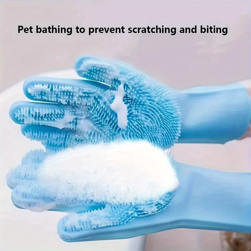 Pet Supplies Warehouse - 多機能シリコンペットグルーミンググローブ 抜け毛除去ブラシ 犬猫用バススクラバー 洗浄用品