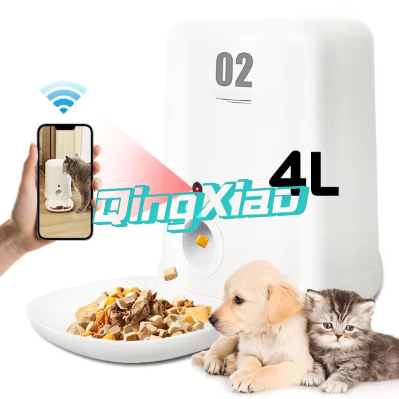 Automatic Pet Feeder - 全自動スマート4Lステンレス製ペットフィーダー新デザイン多機能電池式フードコントロールディスペンサー室内用