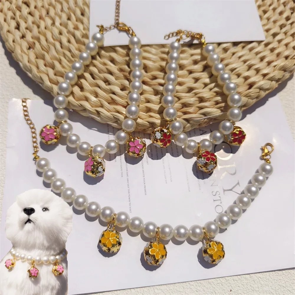 カラフルな鐘が付いた犬と猫のネックレス、パールカラー、ジュエ - Pet Supplies York のレビューと価格