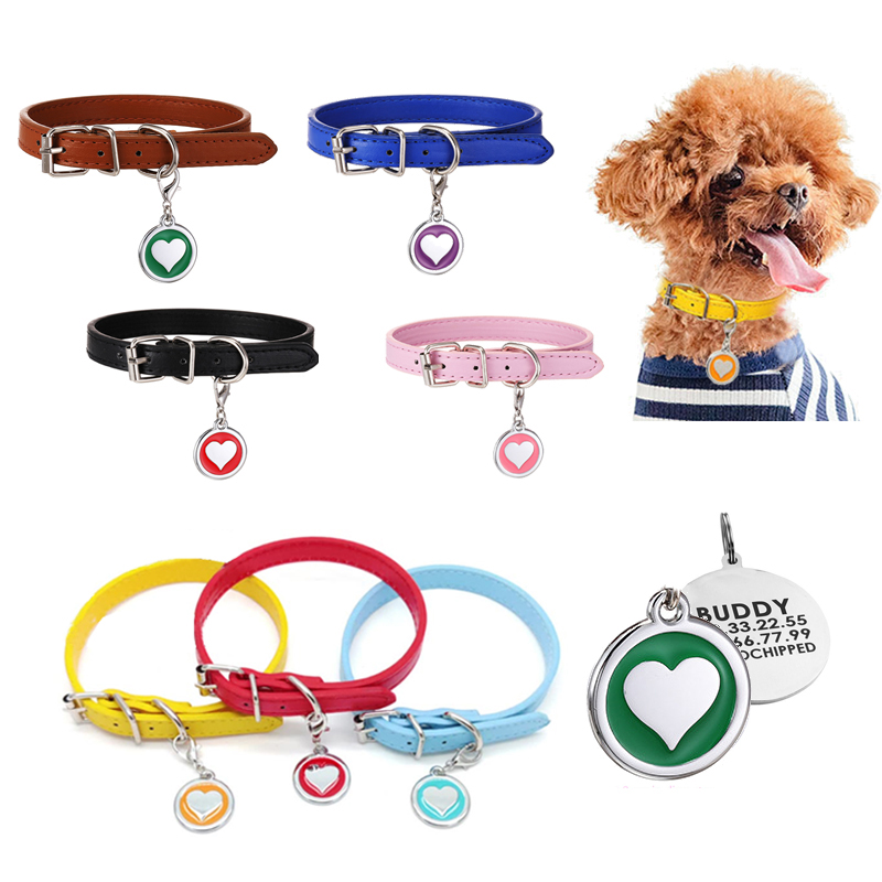 犬と猫のための革の首輪,金属ラベル,レーザータグ,ペット用品 - Pet Supplies Login のレビューと価格