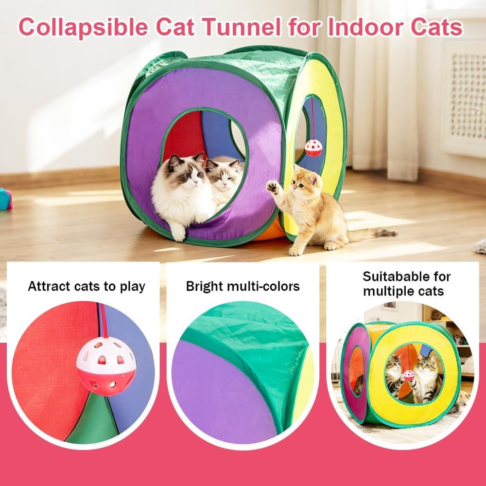 33個入り 猫用おもちゃ 室内猫用 折りたたみ式キティトンネ - Cat Tunnel Toy のレビューと価格